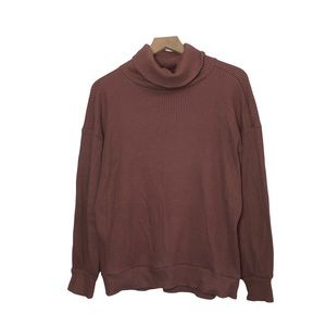 GAP Mauve Pink Oversized Turtleneck Waffleknit Tunic Sweater